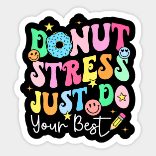 Groovy Donut Stress Best Test Day Teachers Kids Sticker